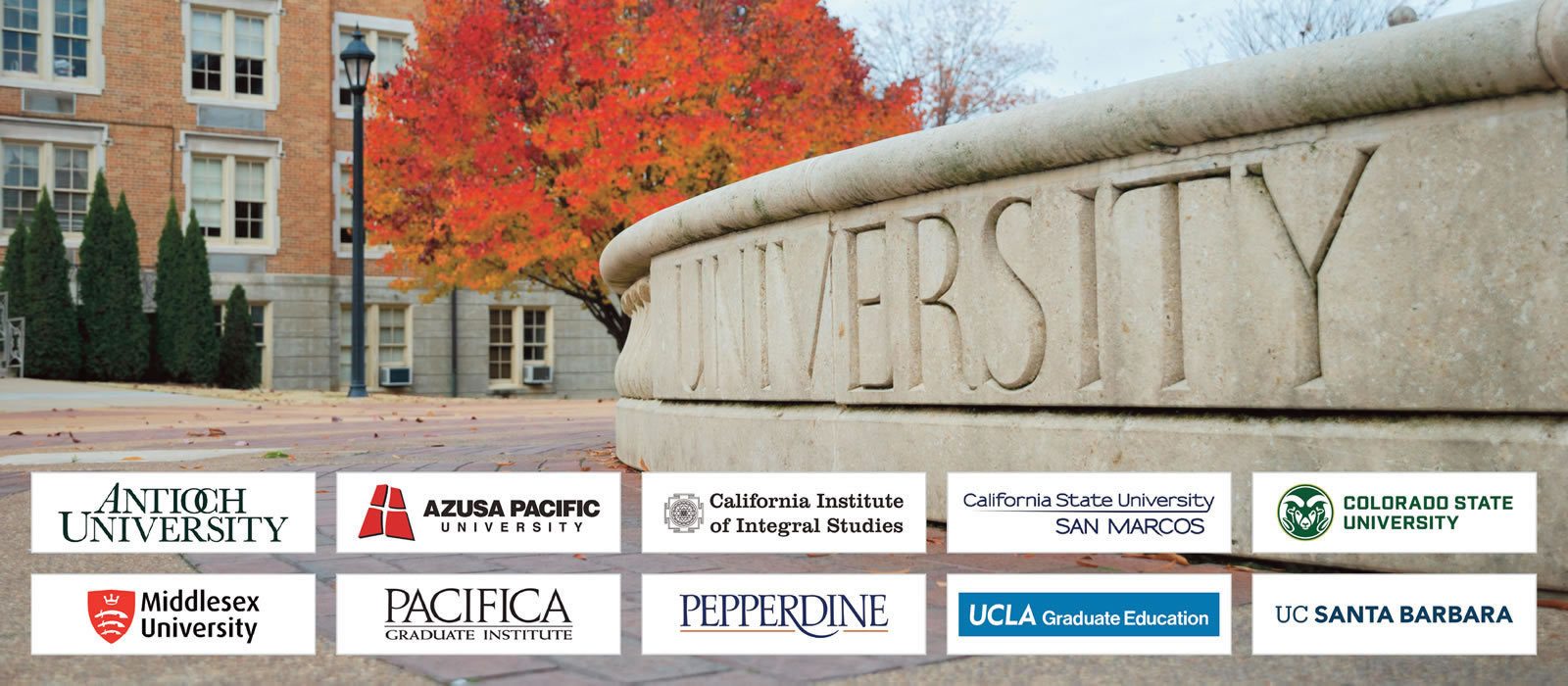 College Logos Against University Backdrop