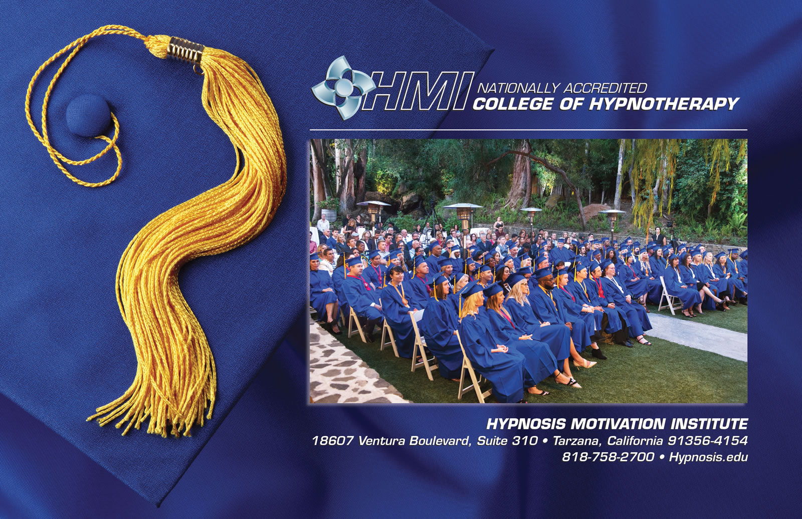 Catalog Back Cover: HMI Mortar Board, Tassel and Gown, Graduation Photograph