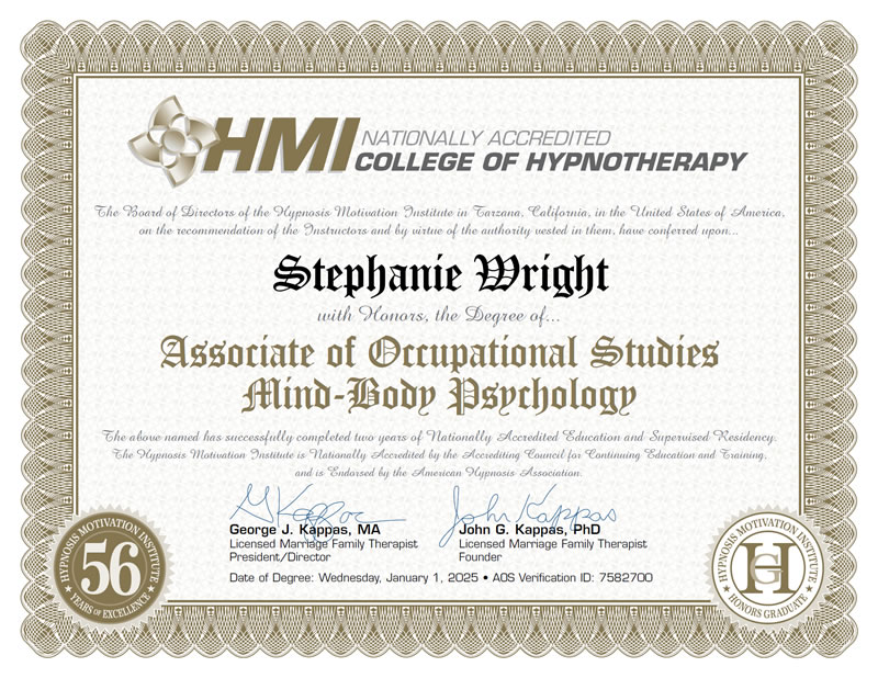 Certificate: Associate of Occupational Studies Degree in Mind-Body Psychology