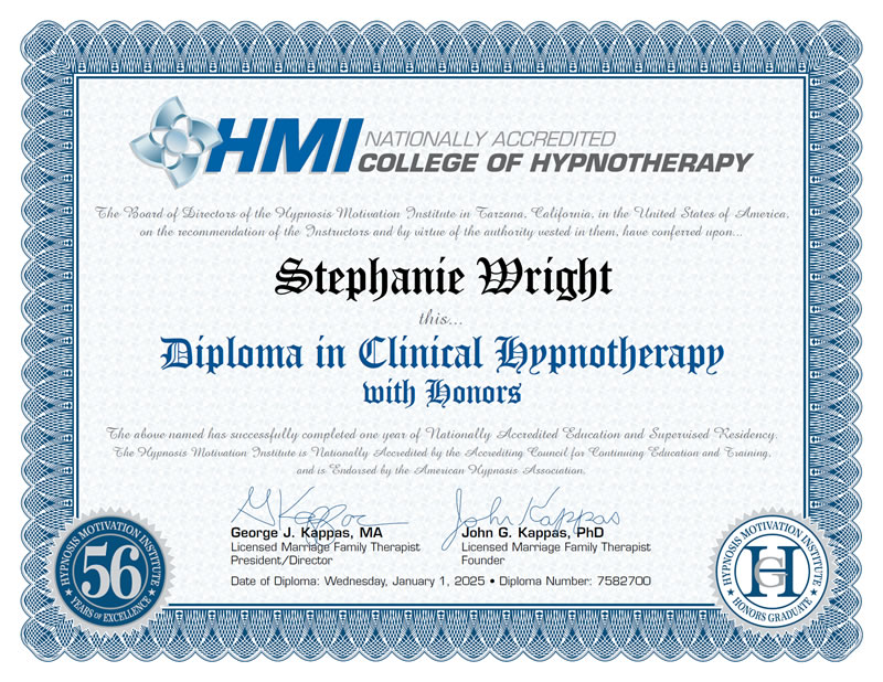 Certificate: Diploma in Clinical Hypnotherapy