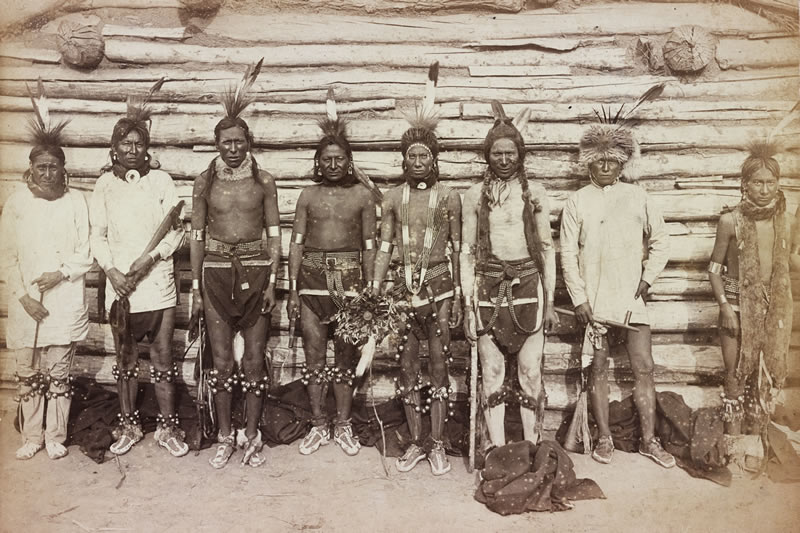 Sioux Warriors in Dance Costumes at Standing Rock (1890)
