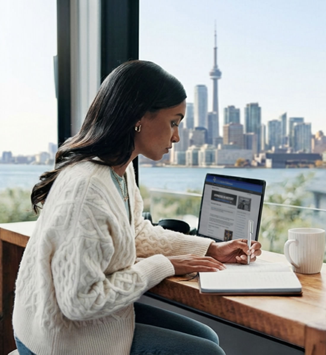Image: Woman at Laptop Studying